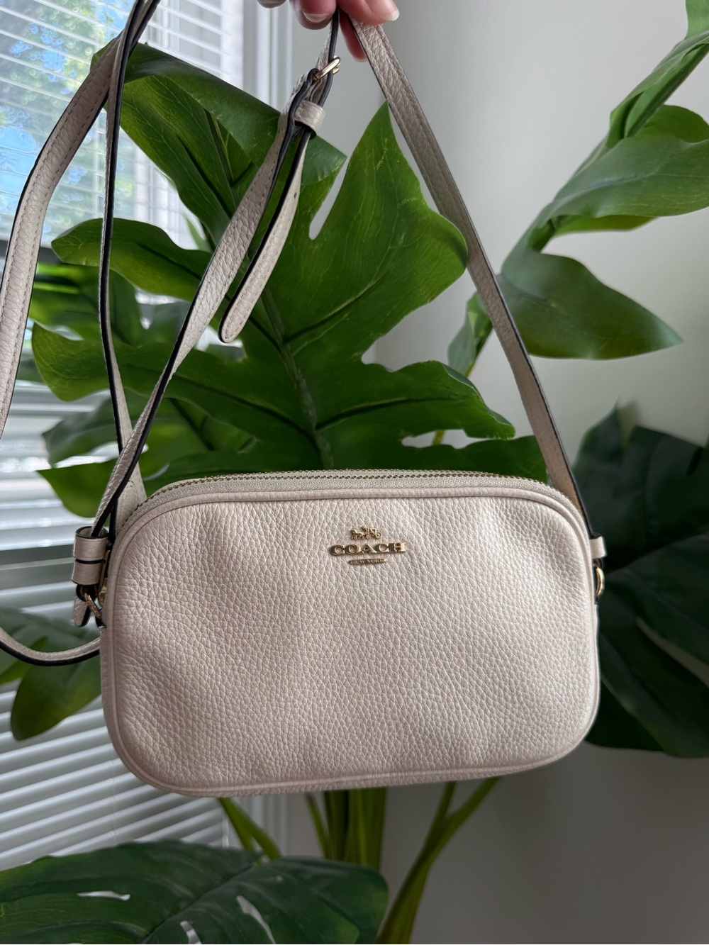 Coach Jaime Crossbody Camera Bag In Ivory Pebbled Leather  Adjustable Strap